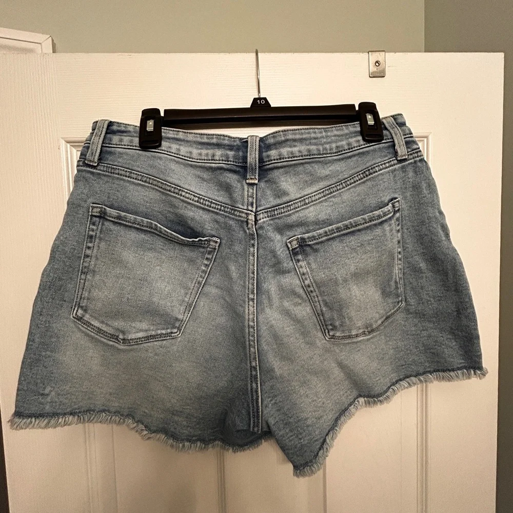 LC Lauren Conrad Blue Jean Shorts Distressed Frayed Hem size 12 - Picture 2 of 7